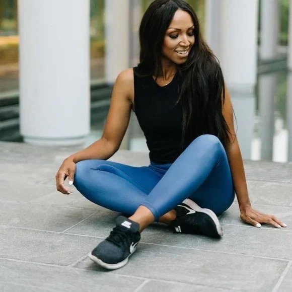 Zyia Active Light n Tight Hi-Rise 7/8 24" Leggings Blue Metallic - Picture 1 of 9